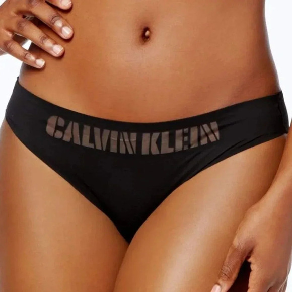 XS X-SMALL Calvin Klein QF1810 Logo-Waist Laser Bikini Black NWT New with Tags - Picture 4 of 8